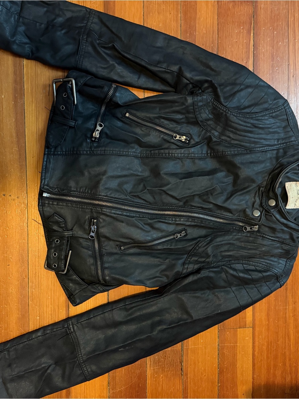 Black Faux Leather Biker Jacket - Free People